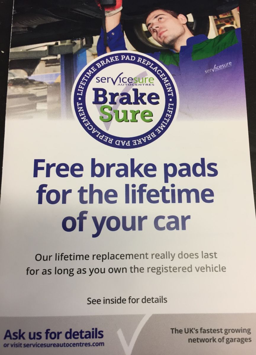 Free brake pads for the lifetime of your car! B & K Williams